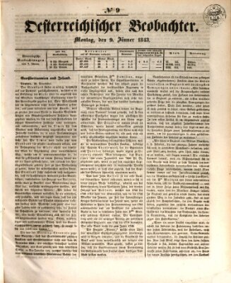 Der Oesterreichische Beobachter Montag 9. Januar 1843