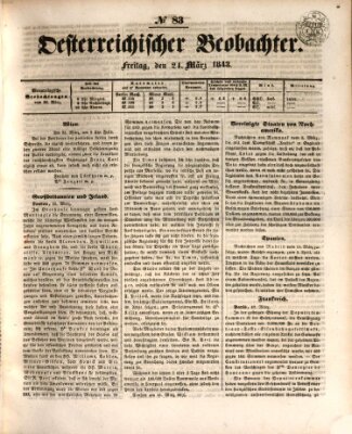 Der Oesterreichische Beobachter Freitag 24. März 1843