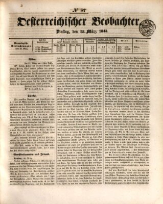 Der Oesterreichische Beobachter Dienstag 28. März 1843