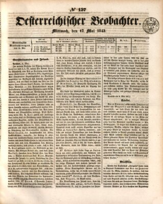 Der Oesterreichische Beobachter Mittwoch 17. Mai 1843
