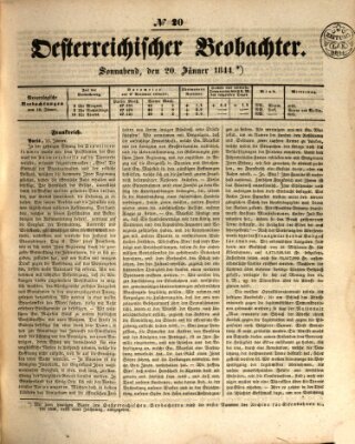 Der Oesterreichische Beobachter Samstag 20. Januar 1844