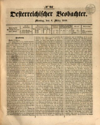 Der Oesterreichische Beobachter Montag 4. März 1844