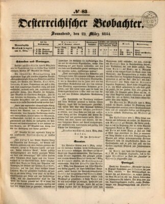 Der Oesterreichische Beobachter Samstag 23. März 1844