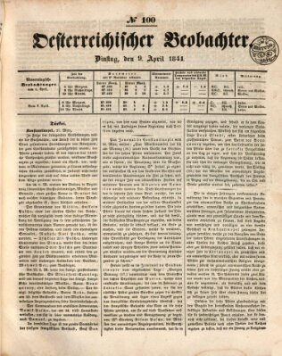 Der Oesterreichische Beobachter Dienstag 9. April 1844