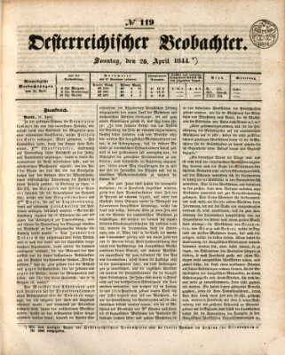 Der Oesterreichische Beobachter Sonntag 28. April 1844