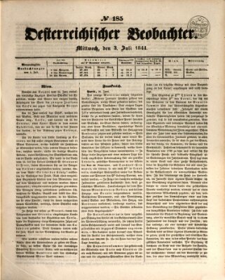 Der Oesterreichische Beobachter Mittwoch 3. Juli 1844