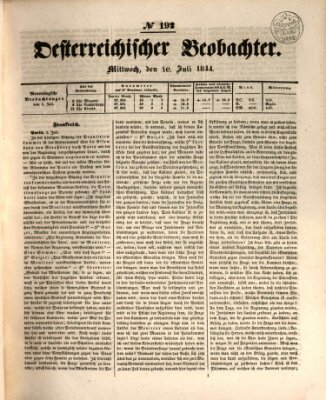 Der Oesterreichische Beobachter Mittwoch 10. Juli 1844