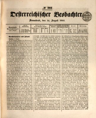 Der Oesterreichische Beobachter Samstag 10. August 1844