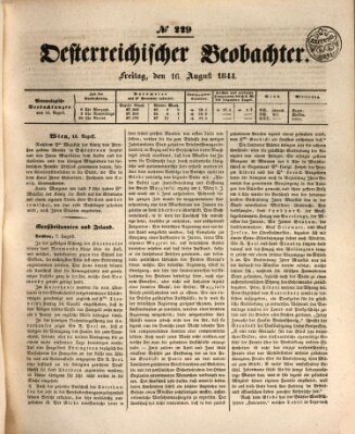 Der Oesterreichische Beobachter Freitag 16. August 1844