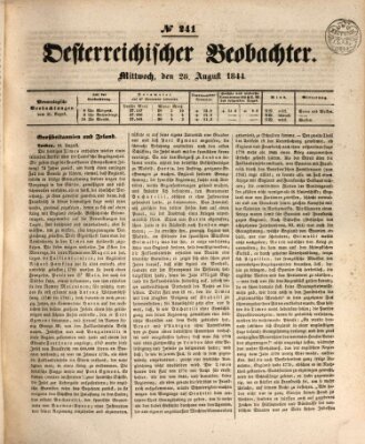 Der Oesterreichische Beobachter Mittwoch 28. August 1844