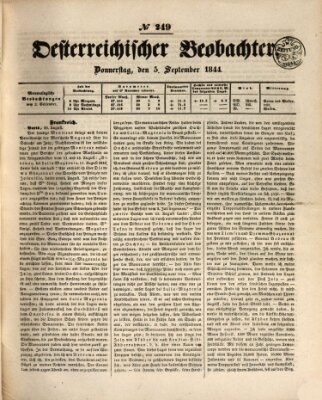 Der Oesterreichische Beobachter Donnerstag 5. September 1844