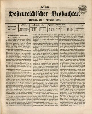 Der Oesterreichische Beobachter Montag 7. Oktober 1844