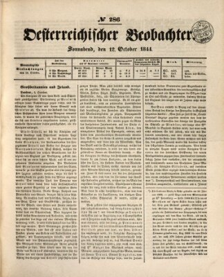 Der Oesterreichische Beobachter Samstag 12. Oktober 1844