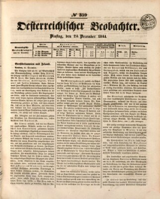 Der Oesterreichische Beobachter Dienstag 24. Dezember 1844