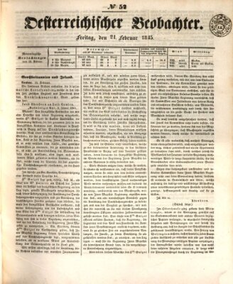 Der Oesterreichische Beobachter Freitag 21. Februar 1845