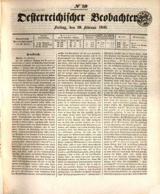 Der Oesterreichische Beobachter Freitag 28. Februar 1845