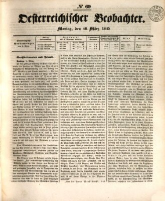 Der Oesterreichische Beobachter Montag 10. März 1845