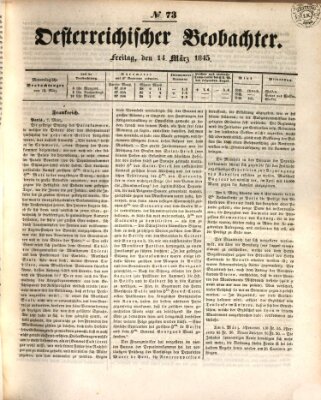 Der Oesterreichische Beobachter Freitag 14. März 1845
