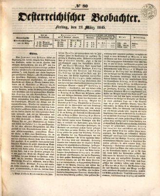 Der Oesterreichische Beobachter Freitag 21. März 1845