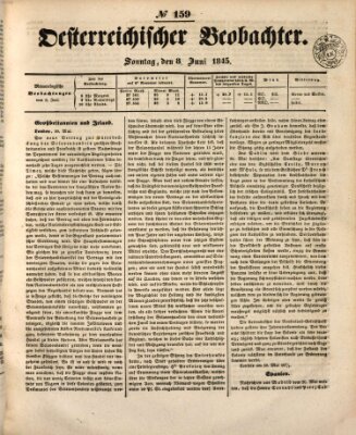 Der Oesterreichische Beobachter Sonntag 8. Juni 1845