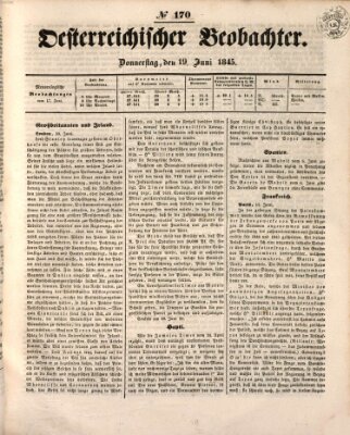 Der Oesterreichische Beobachter Donnerstag 19. Juni 1845