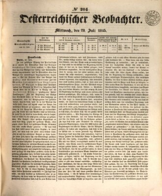 Der Oesterreichische Beobachter Mittwoch 23. Juli 1845