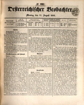 Der Oesterreichische Beobachter Montag 11. August 1845