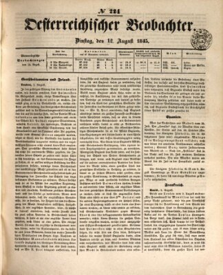 Der Oesterreichische Beobachter Dienstag 12. August 1845