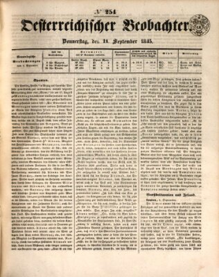 Der Oesterreichische Beobachter Donnerstag 11. September 1845