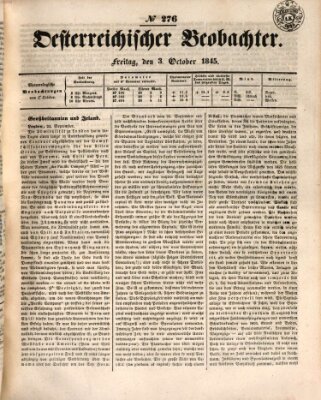 Der Oesterreichische Beobachter Freitag 3. Oktober 1845