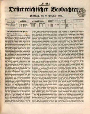Der Oesterreichische Beobachter Mittwoch 8. Oktober 1845
