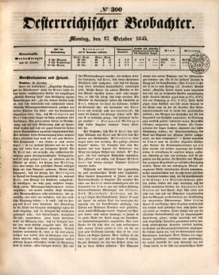 Der Oesterreichische Beobachter Montag 27. Oktober 1845