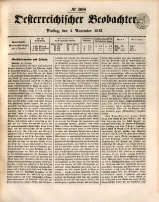Der Oesterreichische Beobachter Dienstag 4. November 1845