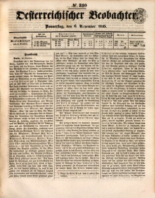 Der Oesterreichische Beobachter Donnerstag 6. November 1845