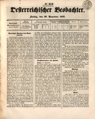 Der Oesterreichische Beobachter Freitag 28. November 1845
