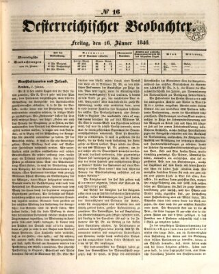 Der Oesterreichische Beobachter Freitag 16. Januar 1846