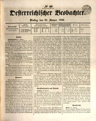 Der Oesterreichische Beobachter Dienstag 20. Januar 1846