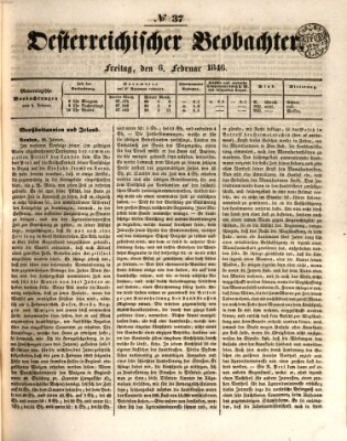 Der Oesterreichische Beobachter Freitag 6. Februar 1846