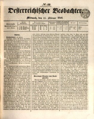 Der Oesterreichische Beobachter Mittwoch 11. Februar 1846