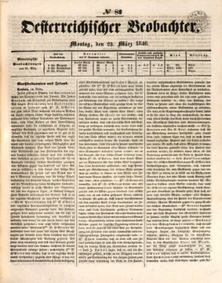 Der Oesterreichische Beobachter Montag 23. März 1846