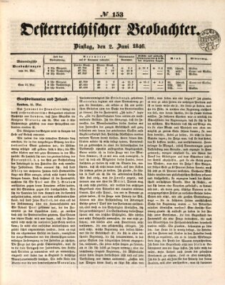 Der Oesterreichische Beobachter Dienstag 2. Juni 1846