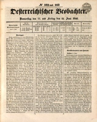 Der Oesterreichische Beobachter Donnerstag 11. Juni 1846