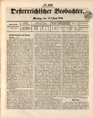 Der Oesterreichische Beobachter Montag 15. Juni 1846