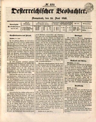 Der Oesterreichische Beobachter Samstag 20. Juni 1846
