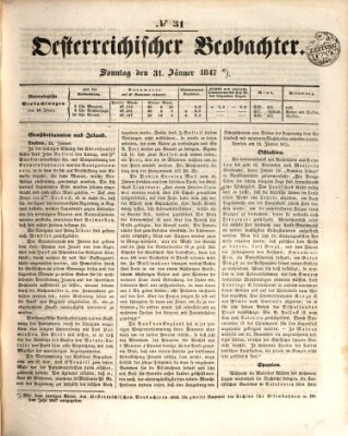 Der Oesterreichische Beobachter Sonntag 31. Januar 1847