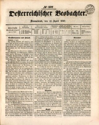 Der Oesterreichische Beobachter Samstag 17. April 1847