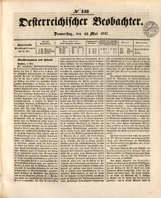 Der Oesterreichische Beobachter Donnerstag 13. Mai 1847