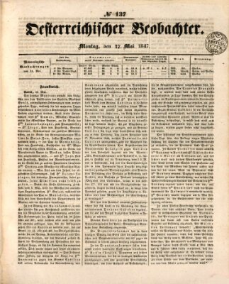 Der Oesterreichische Beobachter Montag 17. Mai 1847