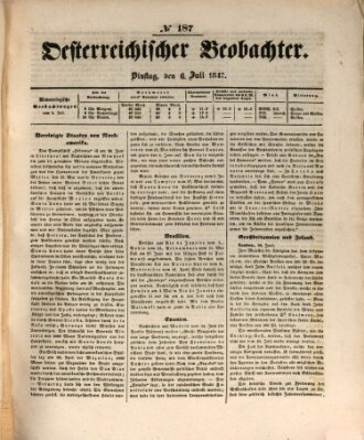 Der Oesterreichische Beobachter Dienstag 6. Juli 1847