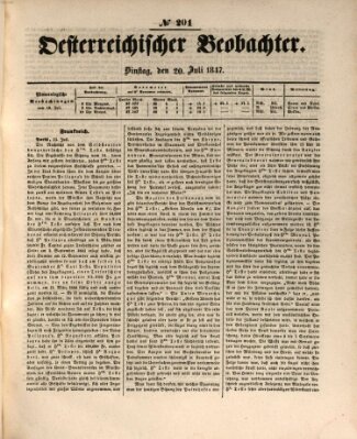 Der Oesterreichische Beobachter Dienstag 20. Juli 1847